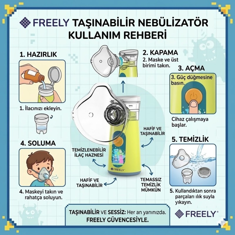Freely Mesh Talşınabilir Nebulizatör Çocuk